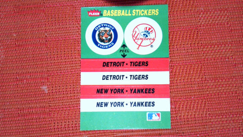 1987 Fleer #NNO Detroit Tigers / New York Yankees Team Stickers Near mint or better