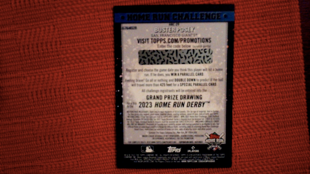 2022 Buster Posey Home Run Challenge Topps San Francisco Giants # HRC