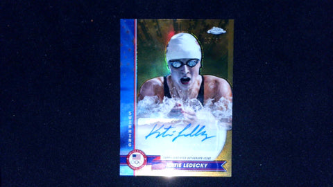 2024 Topps Chrome U.S. Olympics - Auto Gold Refractors #AU-KL Katie Ledecky #/50