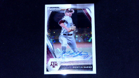 2021 Panini Prizm Draft Picks #PDP112 Dustin Saenz Auto White Donut Circles #/50