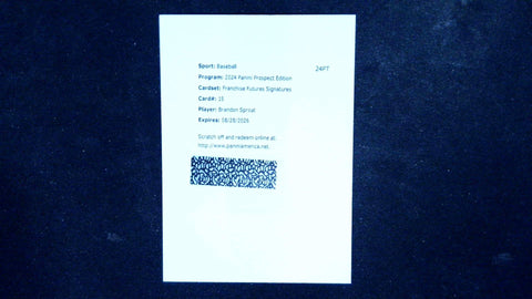 2024 Panini Prospect Franchise Futures Signatures Brandon Sproat Redemption Auto