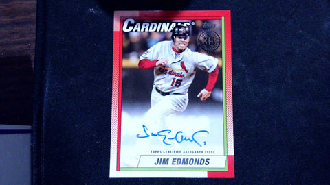 2025 Topps #90A-JE Jim Edmonds 1990 Topps Baseball 35th Anniversary Autographs