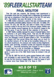 1989 Fleer #8 Paul Molitor '89 Fleer All-Star Team