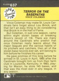 1986 Fleer #637 Terror on the Basepaths (Vince Coleman)