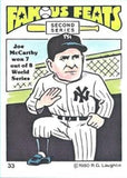 1980 Laughlin Famous Feats Second Series #33 Joe McCarthy