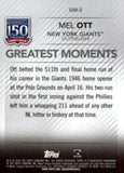2019 Topps #GM-3 Mel Ott 150 Years of Professional Baseball - Greatest Moments