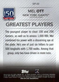 2019 Topps #GP-20 Mel Ott 150 Yrs of Pro Baseball  - Greatest Players