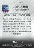 2019 Topps #GP-22 Johnny Mize 150 Yrs of Pro Baseball - Greatest Players