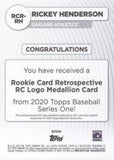 2020 Topps #RCR-RH Rickey Henderson Rookie Card Retrospective RC Logo Medallion