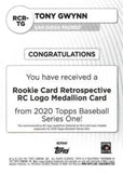 2020 Topps #RCR-TG Tony Gwynn Rookie Card Retrospective RC Logo Medallion
