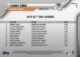 2020 Topps #2 Gerrit Cole Rainbow Foil