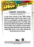 2020 Topps #DB-15 Sandy Koufax Decades' Best (Series Two)