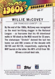 2020 Topps #DB-27 Willie McCovey Decades' Best (Series Two)