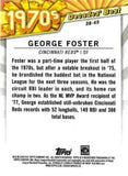 2020 Topps #DB-49 George Foster Decades' Best (Series Two)