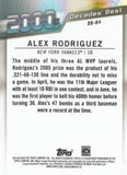 2020 Topps #DB-84 Alex Rodriguez Decades' Best (Series Two)