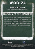 2020 Topps #WOD-24 Sandy Koufax WARriors of the Diamond