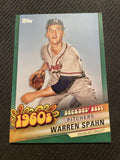 2020 Topps #DB-16 Warren Spahn Decades' Best Green (Series Two)