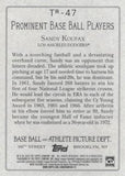 2020 Topps #TR-47 Sandy Koufax Turkey Red 2020 (Series 2)