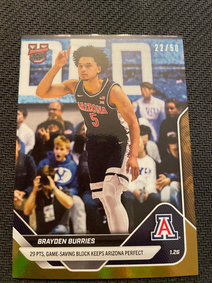 2025-26 Bowman U Now #62 Brayden Burries Gold #/50