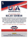 2018 Panini USA Baseball Stars & Stripes #44 Nolan Gorman