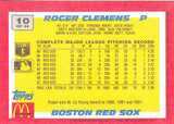 1992 Topps McDonald's Baseball's Best #10 Roger Clemens