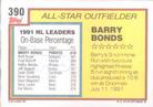 1992 Topps Micro #390 Barry Bonds