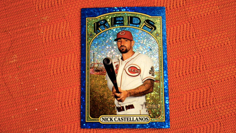 2021 Topps Heritage #125 Nick Castellanos Chrome Blue Sparkle