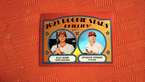 2021 Topps Heritage #11 2021 Rookie Stars - Phillies -Alec Bohm / Spencer Howard RC 52/372 Chrome Red Refractor