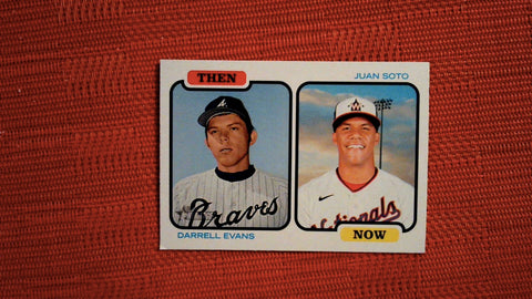 2022 Topps Heritage #TAN-ES Darrell Evans / Juan Soto Then and Now