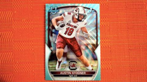 2022 Bowman Chrome University #84 Austin Stogner 71/299 Aqua Wave Refractor