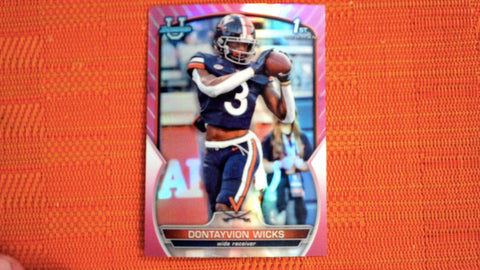 2022 Bowman Chrome University #96 Dontayvion Wicks Pink Refractor