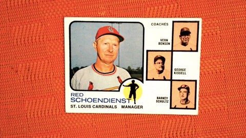 1973 Topps #497a Red Schoendienst Orange backgrounds