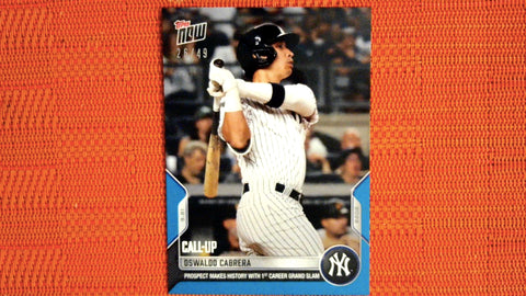 2022 Topps Now #936 Oswaldo Cabrera- Prospect Makes History with 1st Career Grand Slam 26/49 Blue