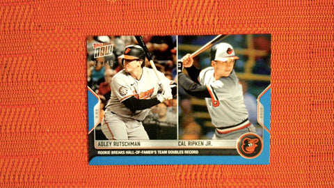 2022 Topps Now #980 Adley Rutschman / Cal Ripken Jr. - Rookie Breaks Hall-of-Famer's Team Doubles Record 28/49 Blue