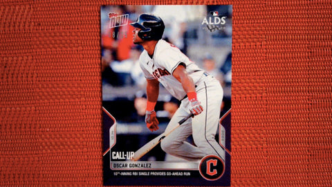2022 Topps Now #1071 Oscar Gonzalez - 10th-Inning RBI Single Provides Go-Ahead Run 8/25 Purple