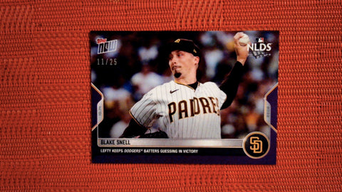 2022 Topps Now #1077 Blake Snell - Lefty Keeps Dodgers Batters Guessing in Victory 11/25 Purple