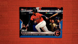 2022 Topps Now #1087 Oscar Gonzalez -2nd Walk-Off Hit of 2022 Postseason Gives Guardians 2-1 Series Lead 14/49 Blue