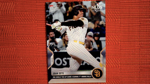 2022 Topps Now #1088 Juan Soto - Padres: RBI Single Ties Up Game 4 During 7th-Inning Rally (PR=803)