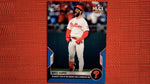 2022 Topps Now #1118 Bryce Harper - Slugger's Pair of RBI Knocks Fuels Comeback Win 40/49 Blue