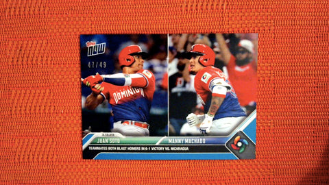 2023 Topps Now World Baseball Classic #WBC-36 Juan Soto / Manny Machado SN49 47/49 Blue