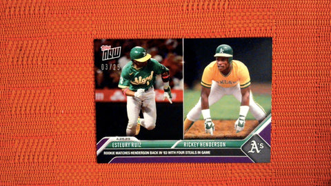 2023 Topps Now #192 Esteury Ruiz / Rickey Henderson 3/25 Purple