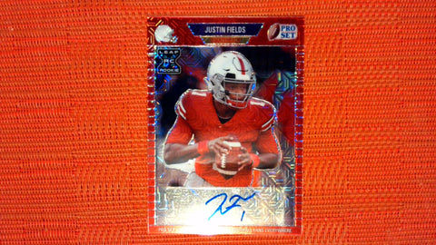 2021 Pro Set Metal #PA-JF1 Justin Fields 23/35 1989 Autographs XRC Mojo Red Prospect