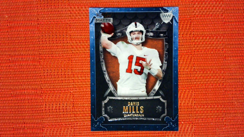 2021 Wild Card Matte #WWB-24 Davis Mills Weekend Warrior Blue Border Orange Shield