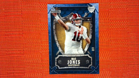 2021 Wild Card Matte #WWB-3 Mac Jones 2/7 Weekend Warrior Blue Border Black Scales Gold Shield