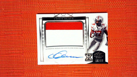 2022 Leaf Trinity #PA-CO-1 Chris Olave Player Worn Patch Auto Silver Foil 16/99