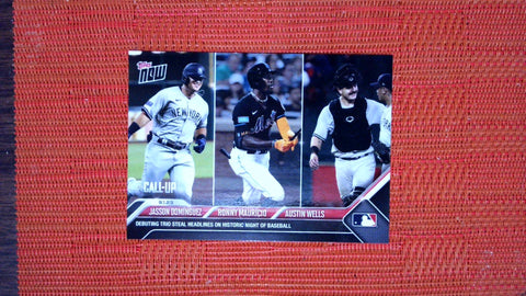 2023 Topps Now #801 Jasson Dominguez/Ronny Mauricio/Austin Wells - Debuting Trio Steal Headlines on Historic Night of Baseball (PR=3,393) Near mint or better