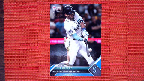 2023 Topps Now #777 Julio Rodriguez Blue 4/49 -: Most Hits in a 10-Game Span Since 1997 Near mint or better