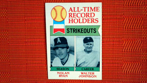 1979 Topps All-Time Record Holders Strikeouts #417 Nolan Ryan/Walter Johnson - See Scans Default Title