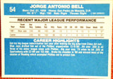 1982 Donruss  #54 Jorge Bell- Rookie Default Title