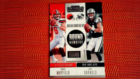 2018 Contenders Baker Mayfield Sam Darnold Round Numbers Rookie. RNA-MD Default Title